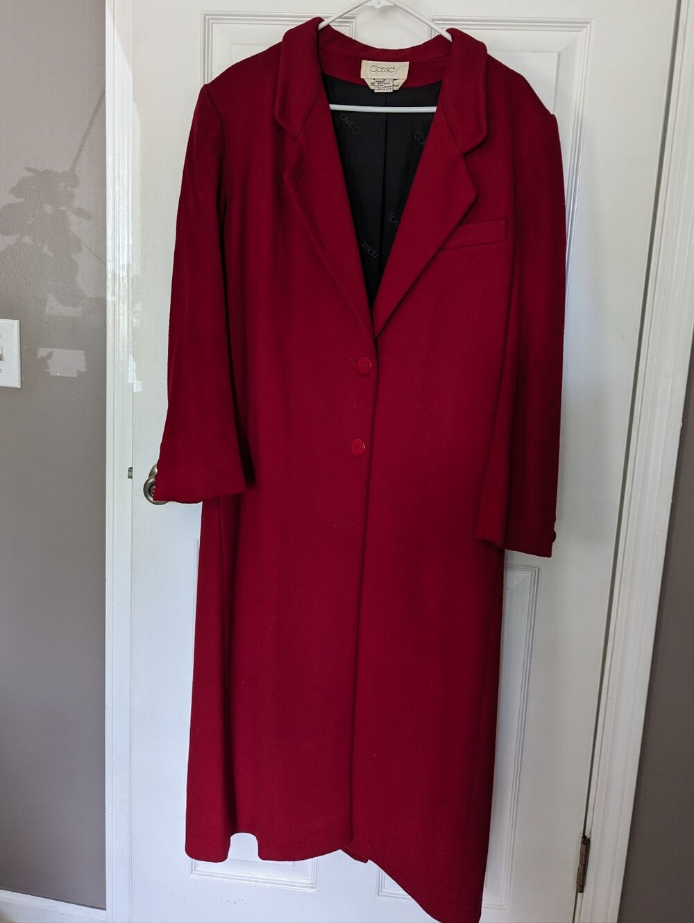 Women's Long Red 100% Wool Coat